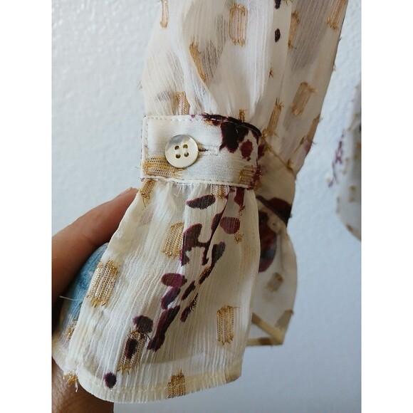 Soft Surroundings Floral Tunic Top Metallic Ruffles Tassels Boho Size Medium - Picture 5 of 16